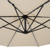 LED Zweefparasol 3 m met Rond 4-Delige Parasolvoet - Crème