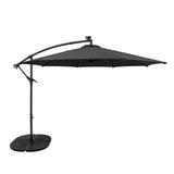 LED Zweefparasol 3 m met Rond 4-Delige Parasolvoet - Grijs