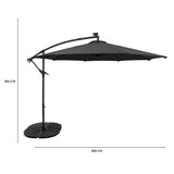 LED Zweefparasol 3 m met Rond 4-Delige Parasolvoet - Grijs