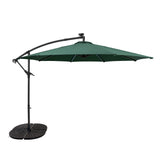LED Zweefparasol 3 m met Rond 4-Delige Parasolvoet - Groen