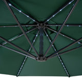 LED Zweefparasol 3 m met Rond 4-Delige Parasolvoet - Groen