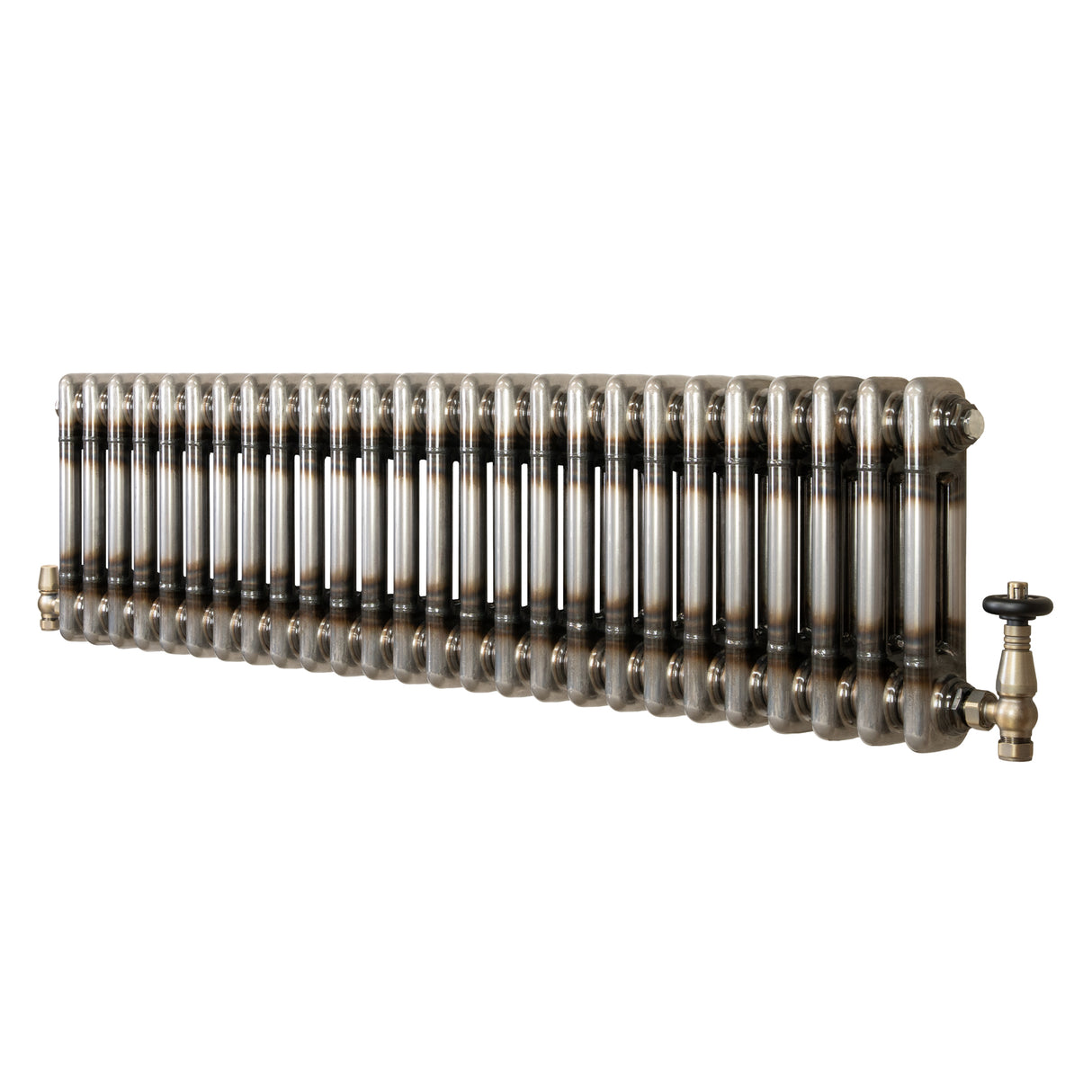Traditionele Radiator & Kraan - 2-Kolom - 300 x 1190 mm - Ruw Metaal