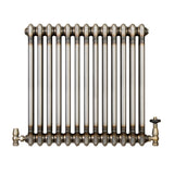 Traditionele Radiator & Kraan - 2-Kolom - 600 x 605 mm - Ruw Metaal