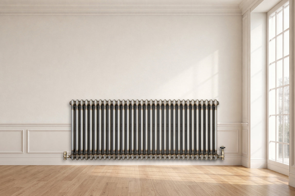 Traditionele Radiator & Kraan - 2-Kolom - 600 x 1460 mm - Ruw Metaal
