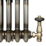 Traditionele Radiator & Kraan - 2-Kolom - 1500 x 200 mm - Ruw Metaal