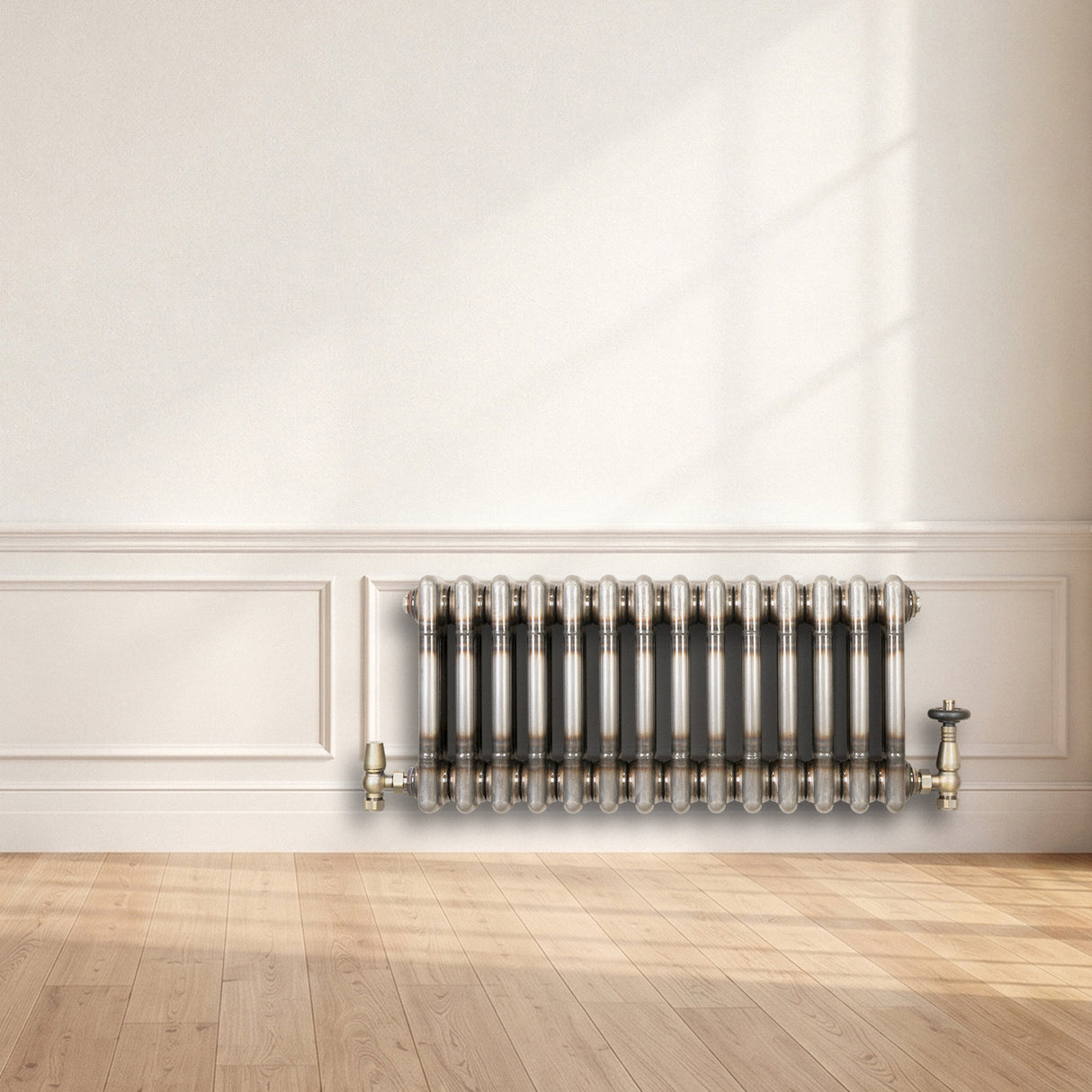 Traditionele Radiator & Kraan - 3-Kolom - 300 x 650 mm - Ruw Metaal