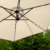 Beige 3m LED Zweefparasol met een eenvoudige voet