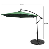 Groene 3 m LED Zweefparasol met Waaiervoet