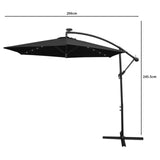 Zweefparasol 3m met LED verlichting - Zwart