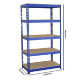 Q-Rax 3 x 90cm & 2 x 120cm Blauwe Metalen Stellingkasten