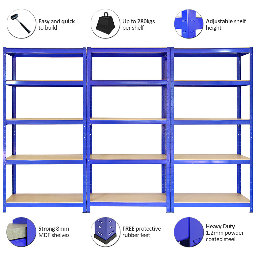 3 x T-Rax Stellingkasten - 90 x 45 x 180 cm - Blauw