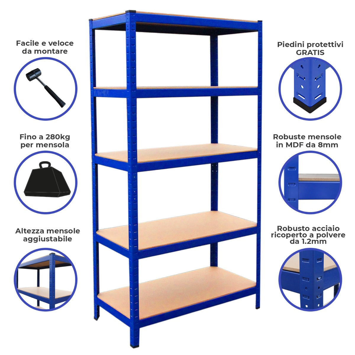 T-Rax Stellingkast - 90x45x180 cm - Blauw