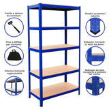 T-Rax Stellingkast - 90x45x180 cm - Blauw