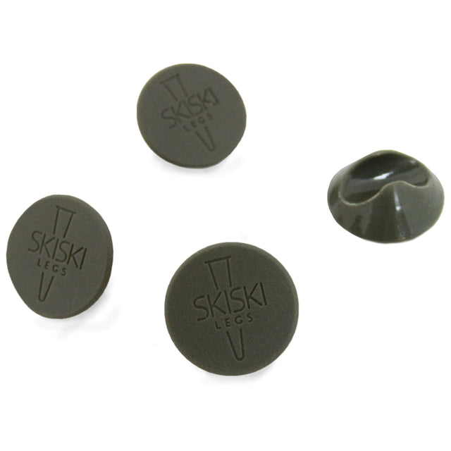 Grijze vloerbeschermers voor hairpin tafelpoten, 10 mm, met een ronde, rubberachtige textuur voor optimale bescherming tegen krassen