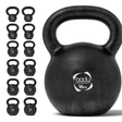 Zwarte gietijzeren kettlebell van 16 kg met een stevige handgreep en een matte afwerking, ideaal voor krachttraining en fitness