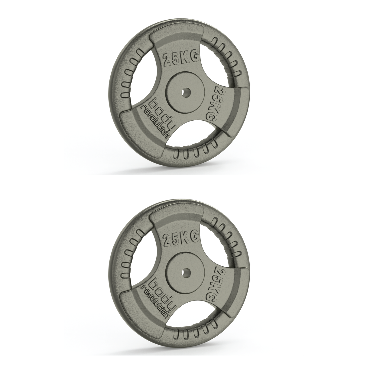 2x 25kg Gietijzeren Halterschijven – 1” Standaard Tri-Grip
