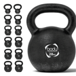 Zware kettlebell van gietijzer, 28 kg, met een matte zwarte afwerking en een stevige handgreep voor optimale grip tijdens trainingen