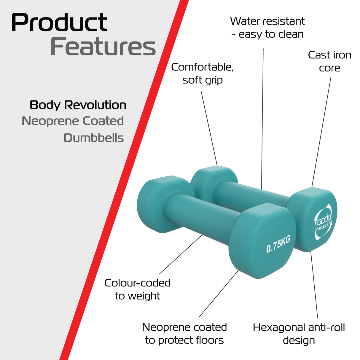 Neopreen Halters 2 x 0,75 kg