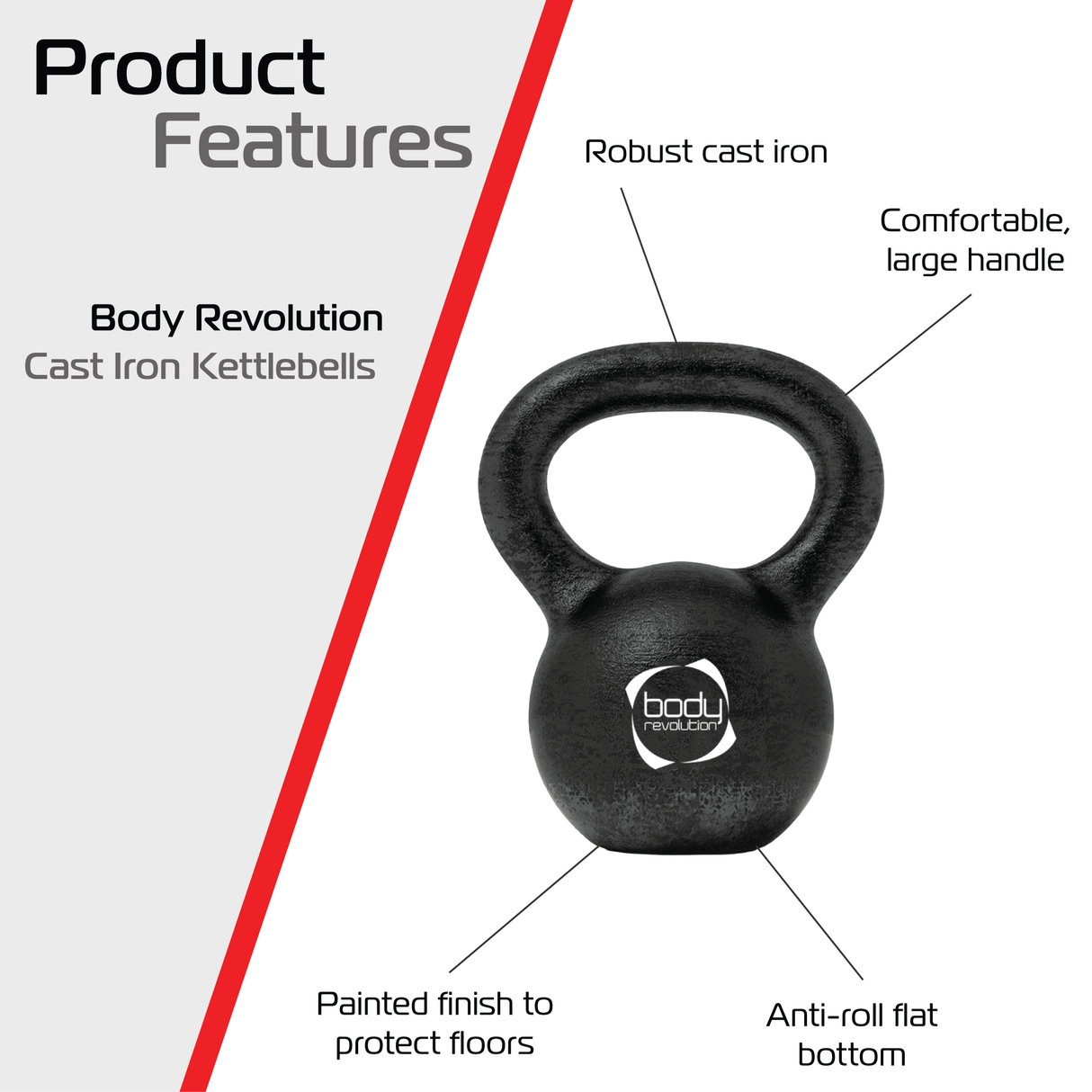 Kettlebell van gietijzer 24 kg