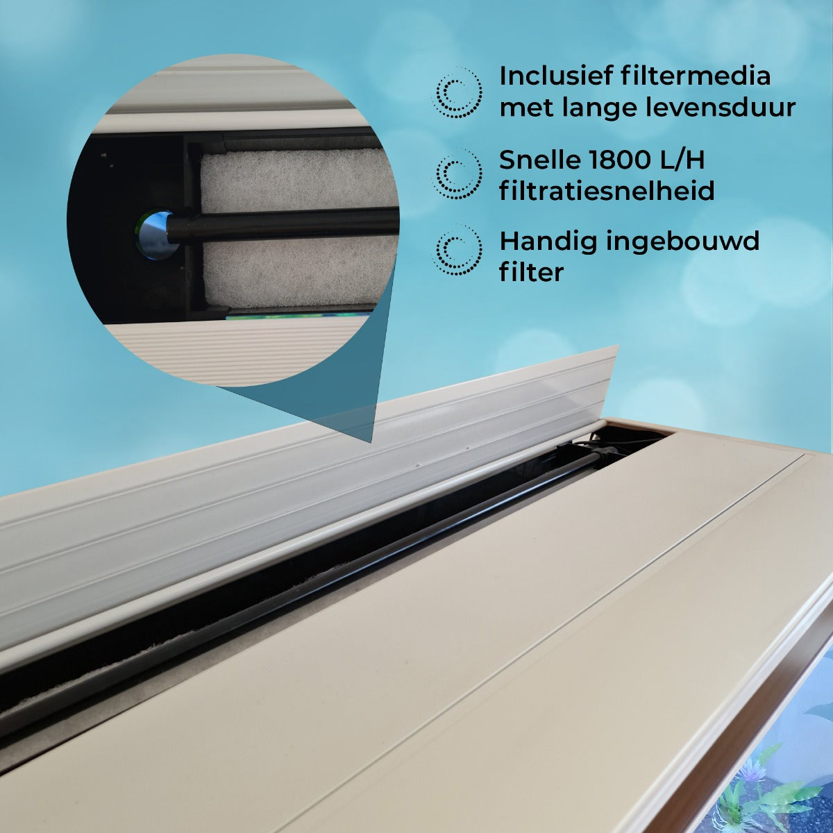 Aquarium 300 L Wit + Meubel - Starterset - blauw grind