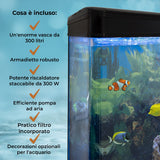 Aquarium 300 L Zwart + Meubel - Starterset - blauw grind