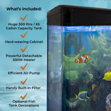 Aquarium 300 L Zwart + Meubel - Starterset - blauw grind