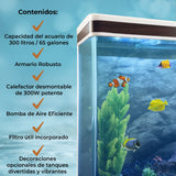 Aquarium 300 L Wit + Meubel - Starterset - Zwart grind