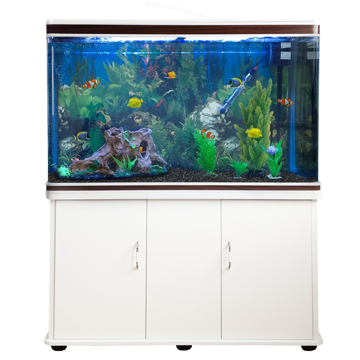 Aquarium 300 L Wit + Meubel - Starterset - Zwart grind