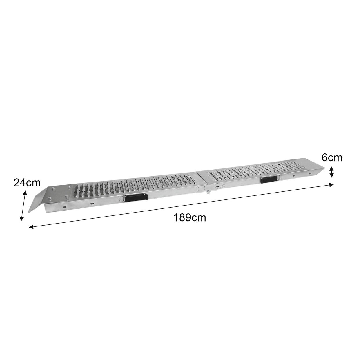 Opvouwbare motor oprijplaten van aluminium, 189 cm lang, 24 cm breed, met antislipoppervlak en stevige handgrepen voor veilig gebruik