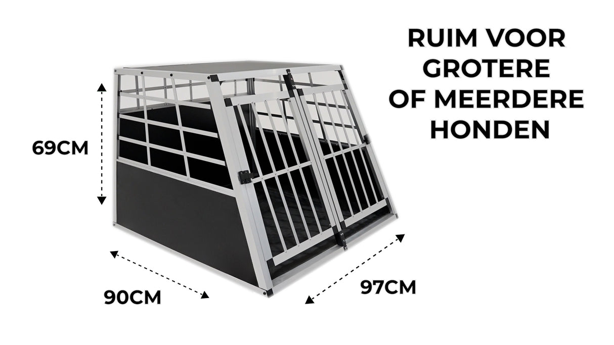 Hondenkooi voor auto - alumunium - 2 deuren - Large