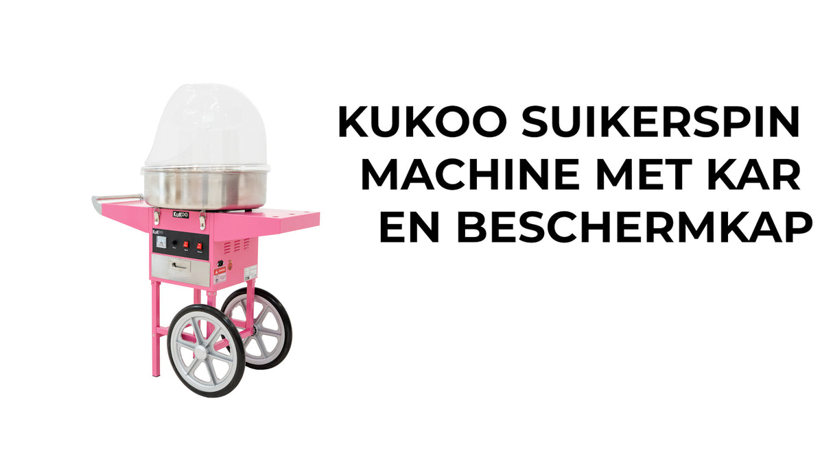 KuKoo Suikerspin Machine met Kar/Onderstel en Beschermkap