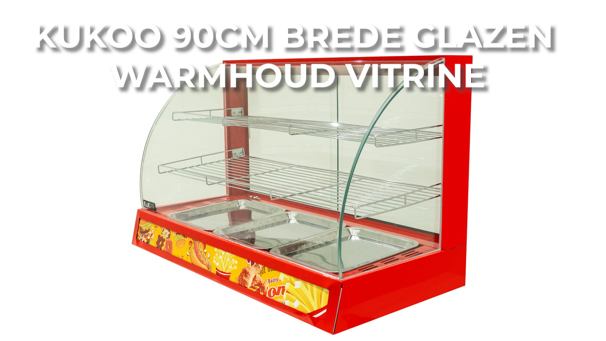 KuKoo 90cm Brede Glazen Warmhoud Vitrine