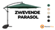 LED Zweefparasol 3 m met Halfrond 2-Delige Parasolvoet - Groen