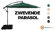 Zweefparasol 3 m met Vierkante Parasolvoet - Groen