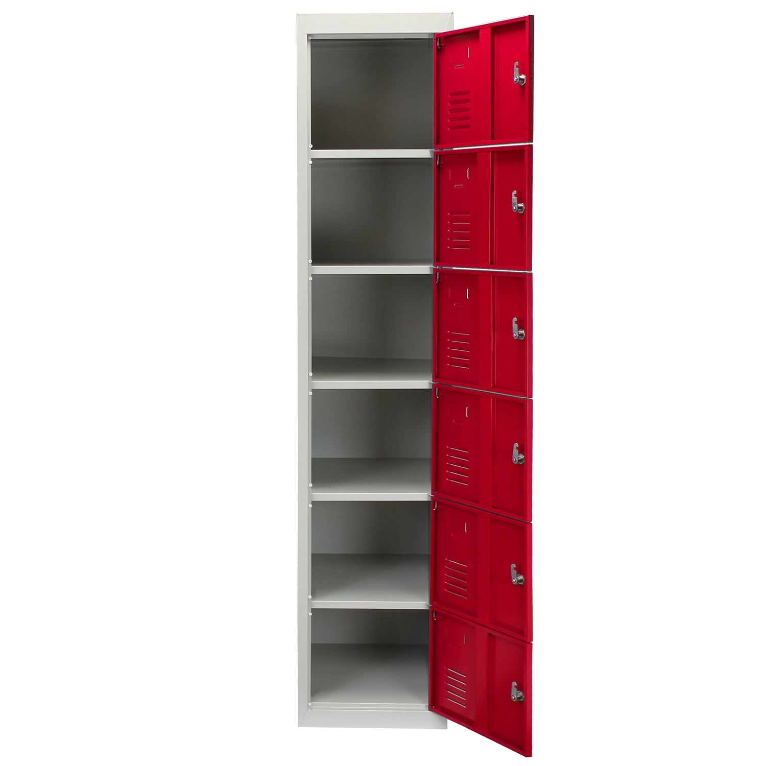 Lockerkast Metaal - Zesdeurs - Rood - Flatpack