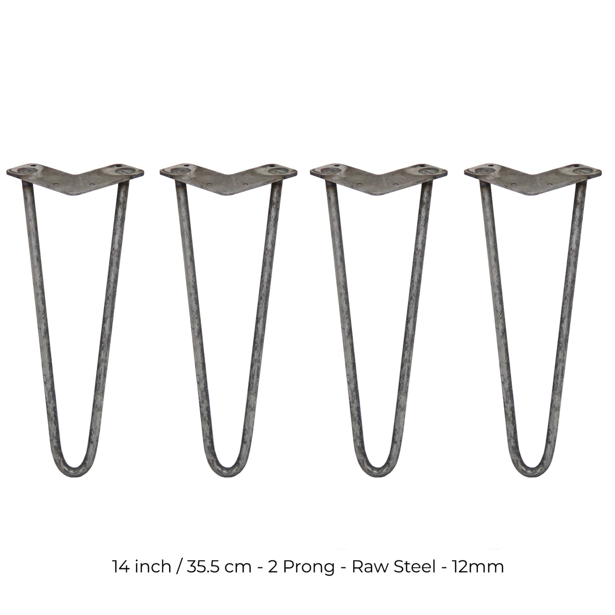 4 x 35,5cm Pinpoten - 2 Ledig - 12mm - Ruw Staal
