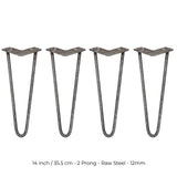 4 x 35,5cm Pinpoten - 2 Ledig - 12mm - Ruw Staal