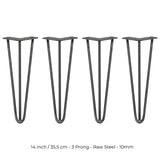 4 x 35,5cm Pinpoten - 3 Ledig - 10mm - Ruw Staal