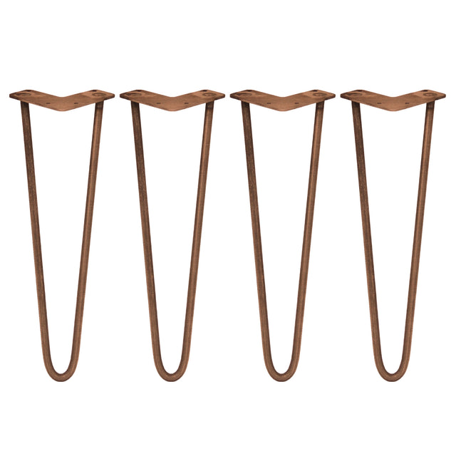 Vier antiek koperkleurige hairpin tafelpoten van 40,6 cm met een slanke, gebogen vorm en stevige 10 mm staven voor meubels