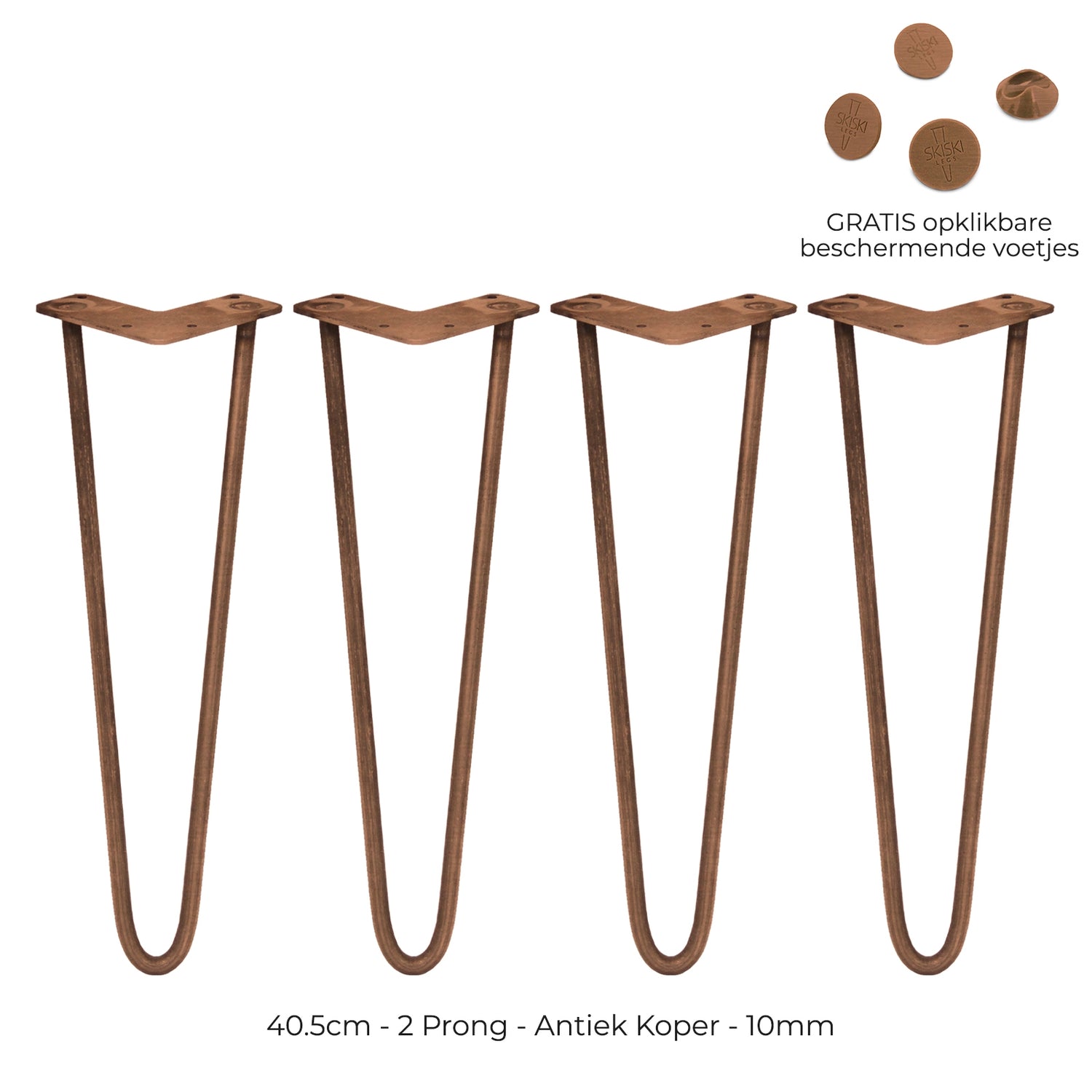 4 x 40.6 cm Hairpin Tafelpoten - Antiek Koper - 2 Ledig - 10 mm