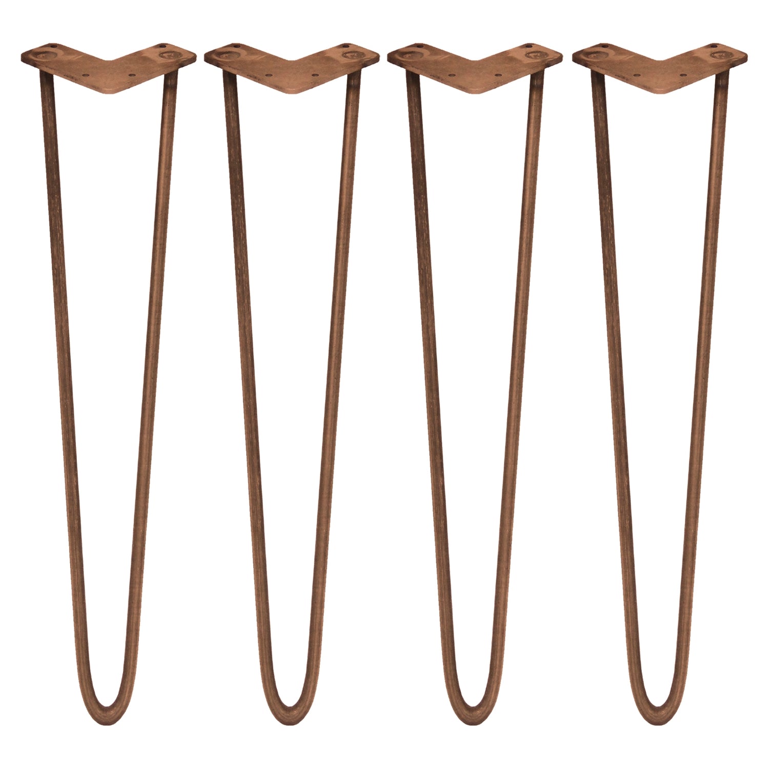 4 x 71 cm Hairpin Tafelpoten - Antiek Koper - 2 Ledig - 10 mm