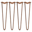 Antiek koperkleurige hairpin tafelpoten, set van vier, met een slanke, gebogen vorm en een diameter van 12 mm, perfect voor meubels