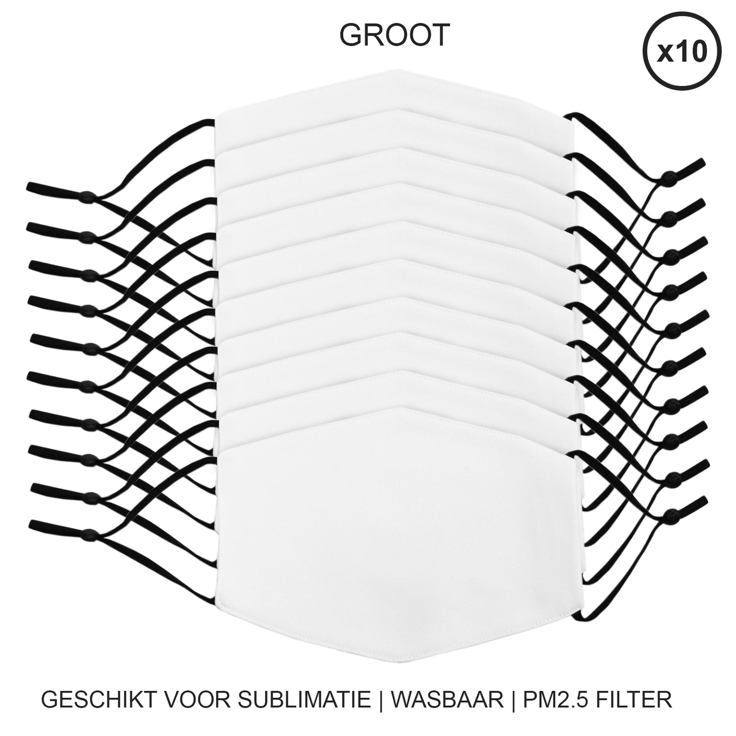 Sublimatie Mondkapjes - Groot - Set 10