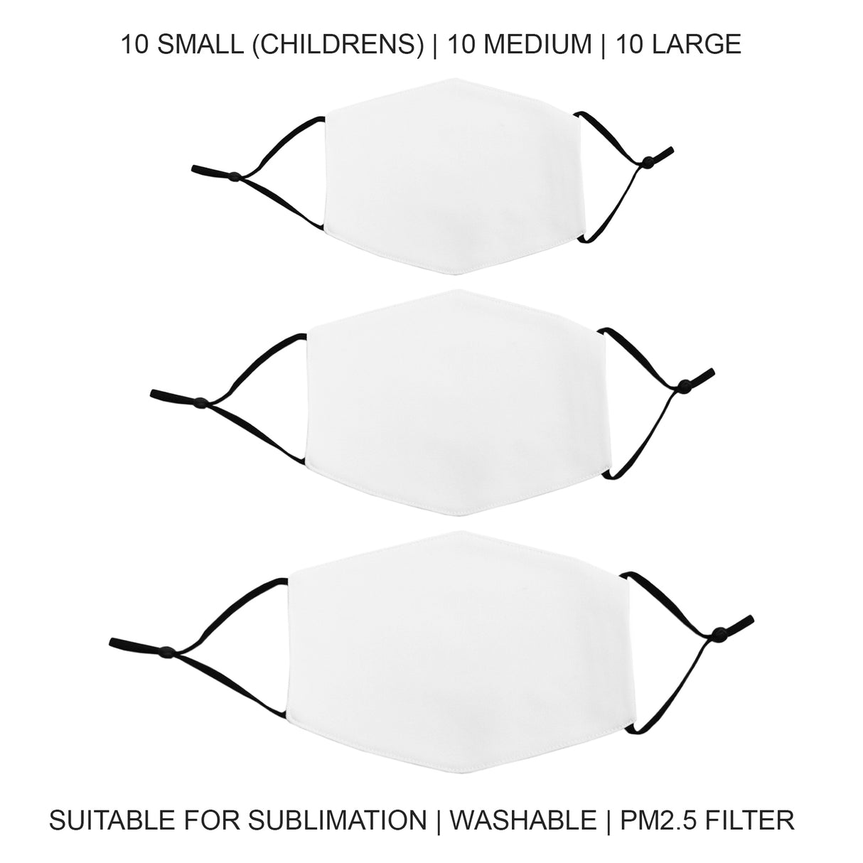 Sublimatie mondkapjes - Verschillende maten  - Set van 30