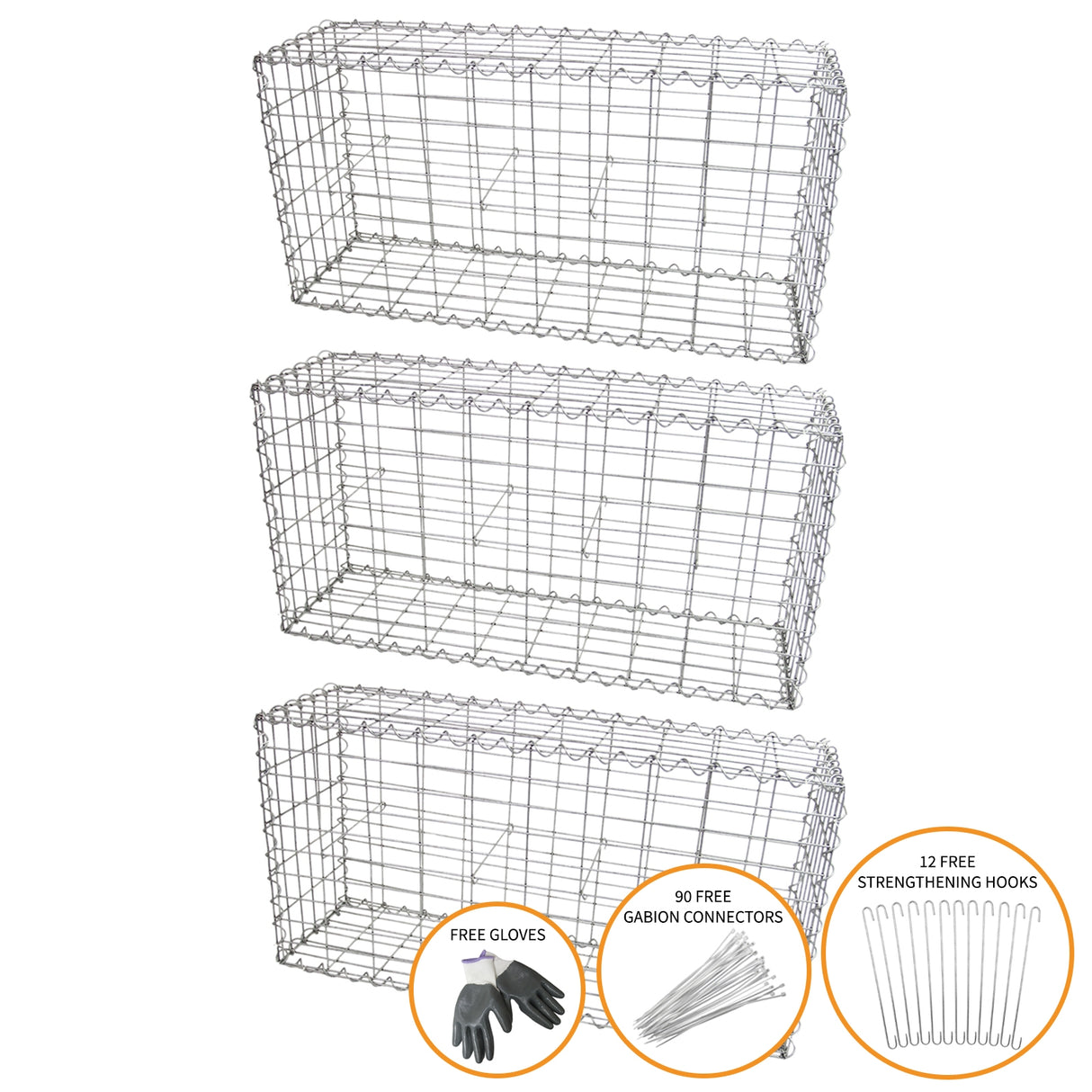 Schanskorven Gabion 100 x 50 x 30 cm / verpakking van 3